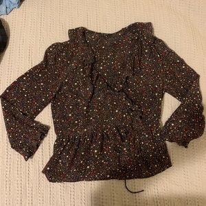 Madewell Silk Star Print Wrap Blouse Sz M